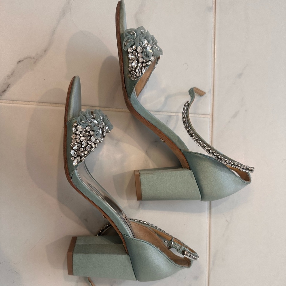 Badgley Mischka Finesse Ankle Strap Block Heel Blue